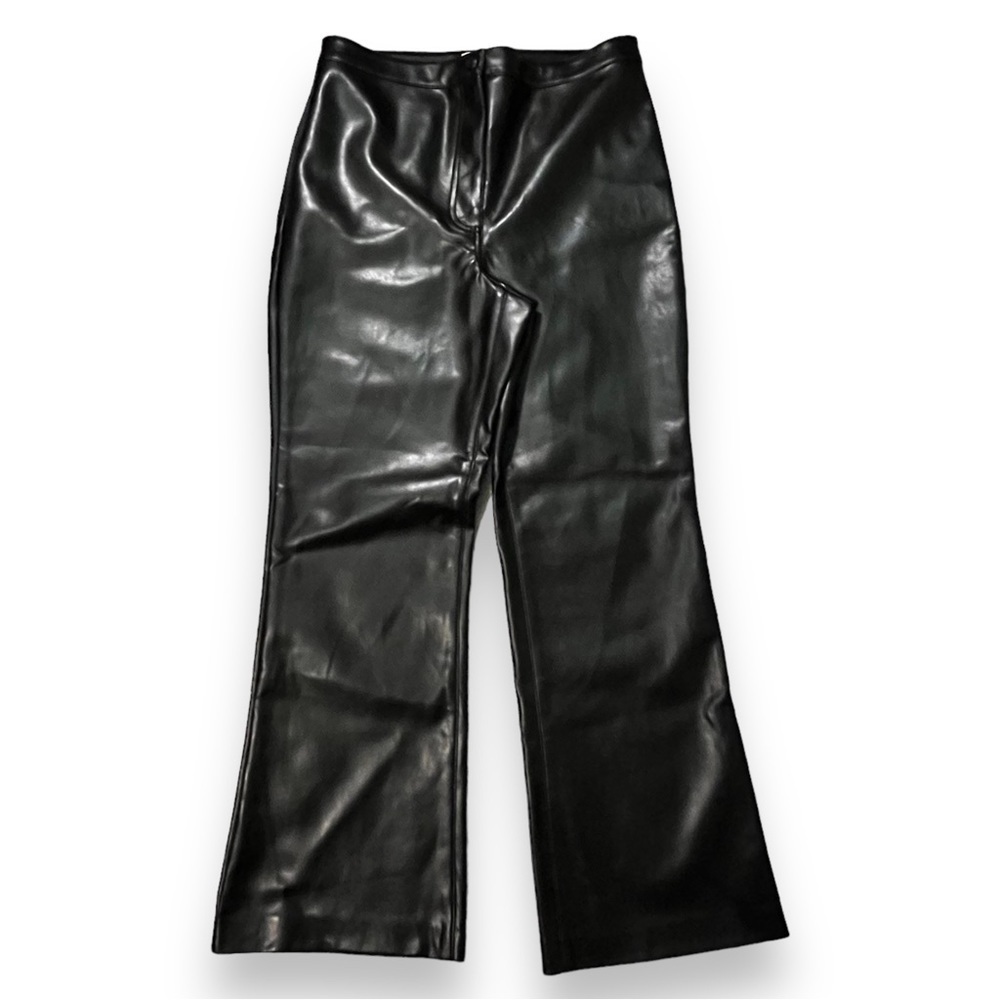 Aritzia Wilfred Faux Leather Flare Pants Black Size 12
